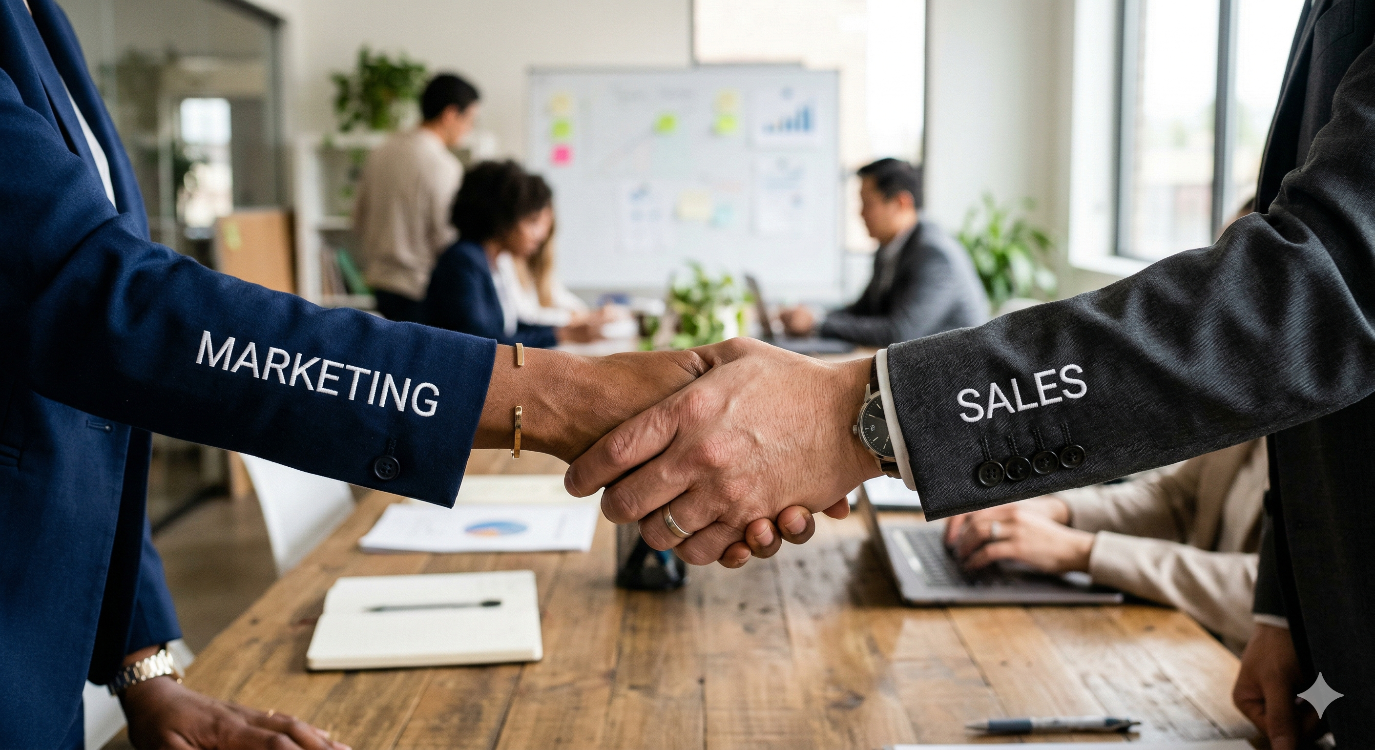 Marketing and Sales coming together to develop a go-to-market strategy.