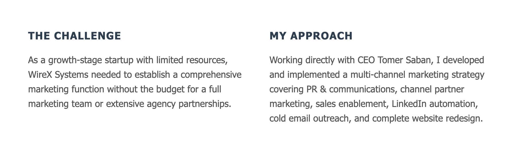 WireX Systems marketing challenge and strategic approach for growth-stage startup marketing function